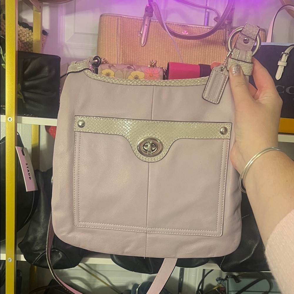 Coach Penelope Lavender and Snake Skin Crossbody Bag — EUC